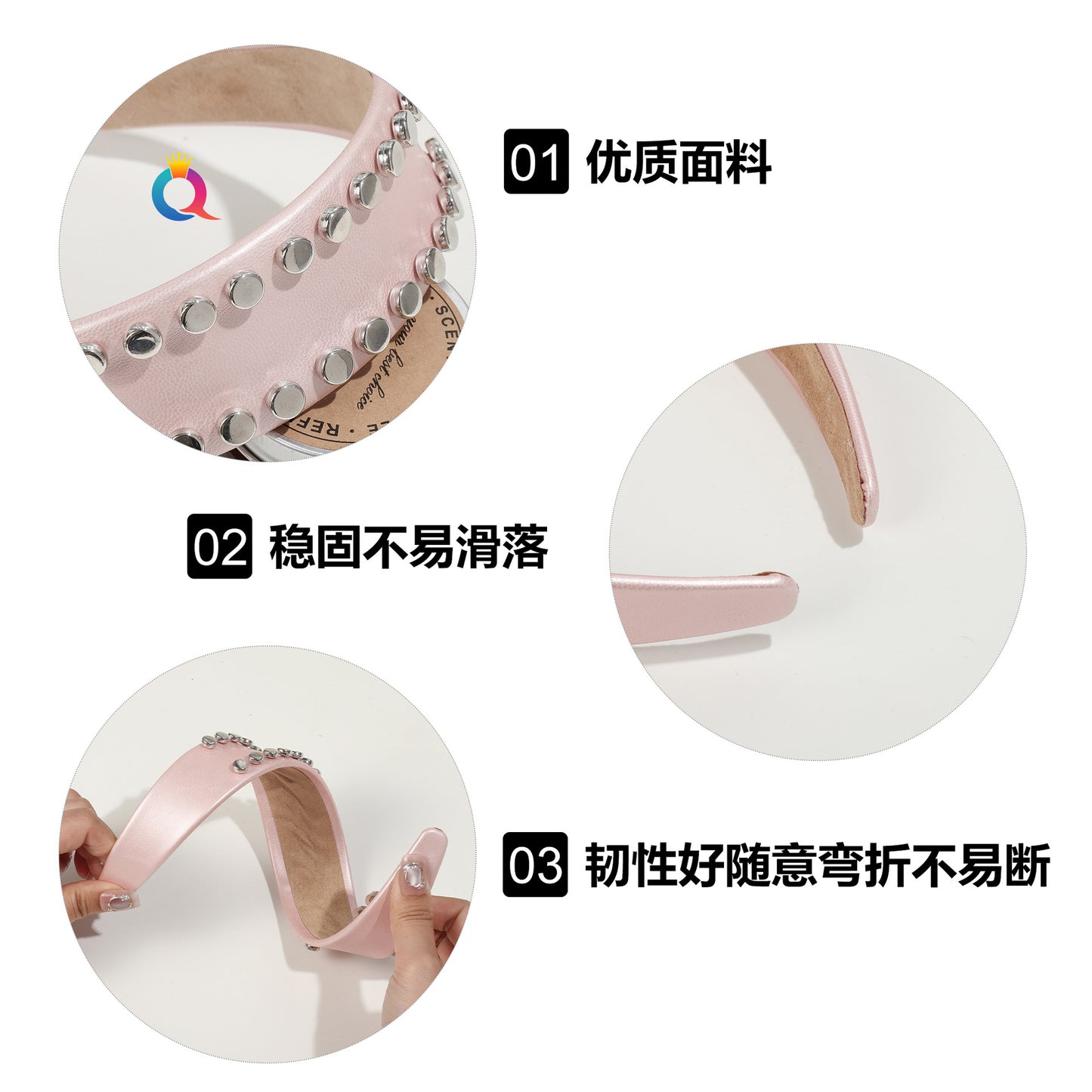 皮革寬版髮箍－第二視角實拍｜https://igowo.tw/