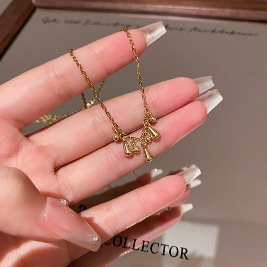 金色水滴流蘇項鍊－商品主圖｜https://igowo.tw/