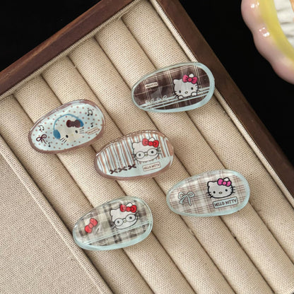棕色貓咪橢圓簡約髮夾－商品主圖｜https://igowo.tw/