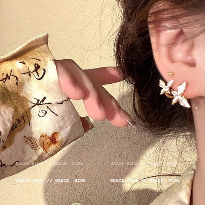 S925珍珠蝴蝶圓圈耳環－細節特寫39｜https://igowo.tw/