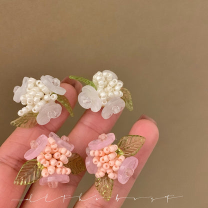 小清新花朵樹葉耳環