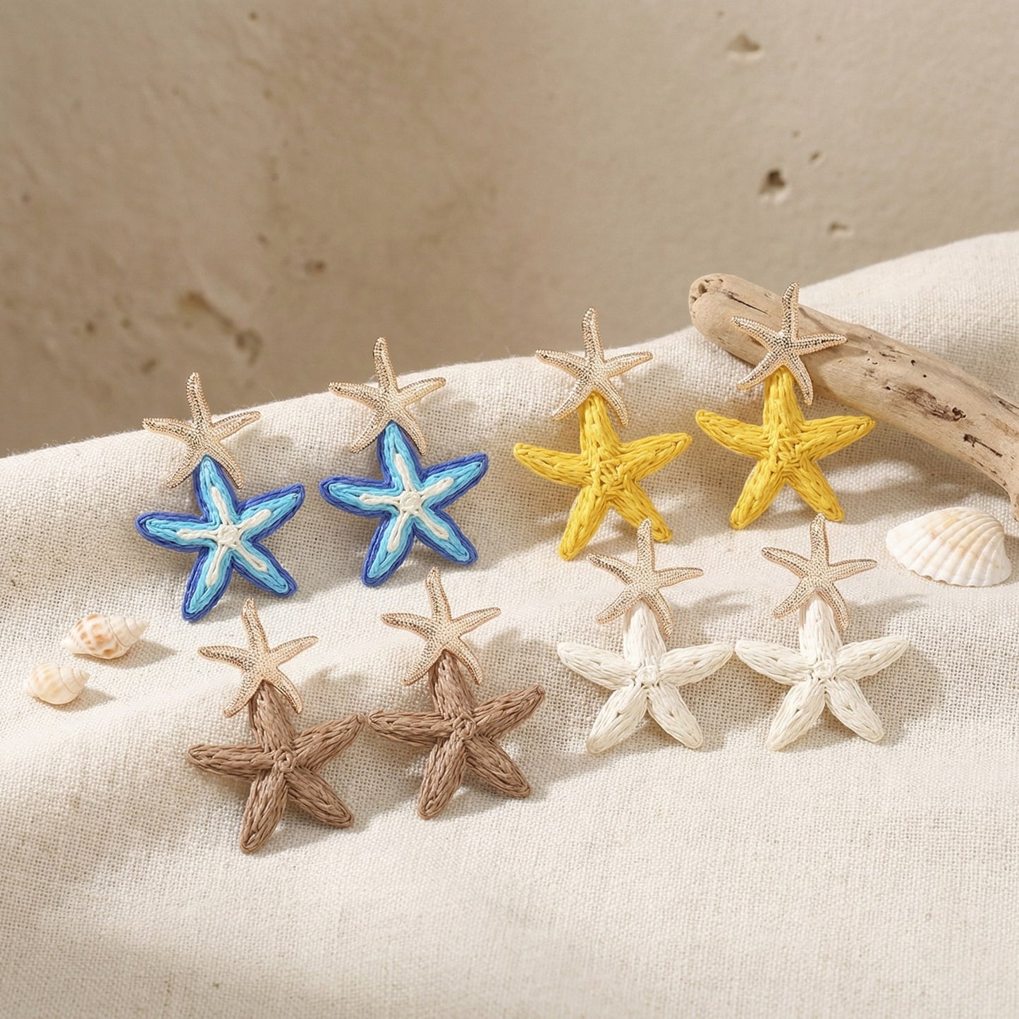 星星海星耳釘－6/白色款細節｜https://igowo.tw/
