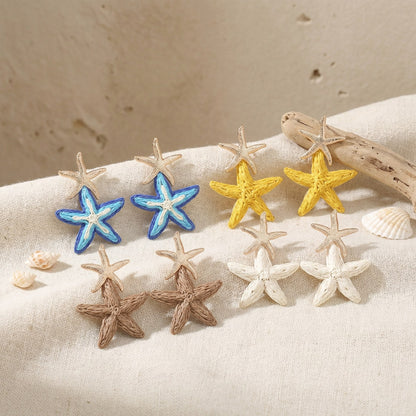 星星海星耳釘－6/白色款細節｜https://igowo.tw/
