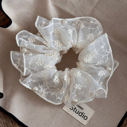 珍珠大腸圈刺繡髮圈