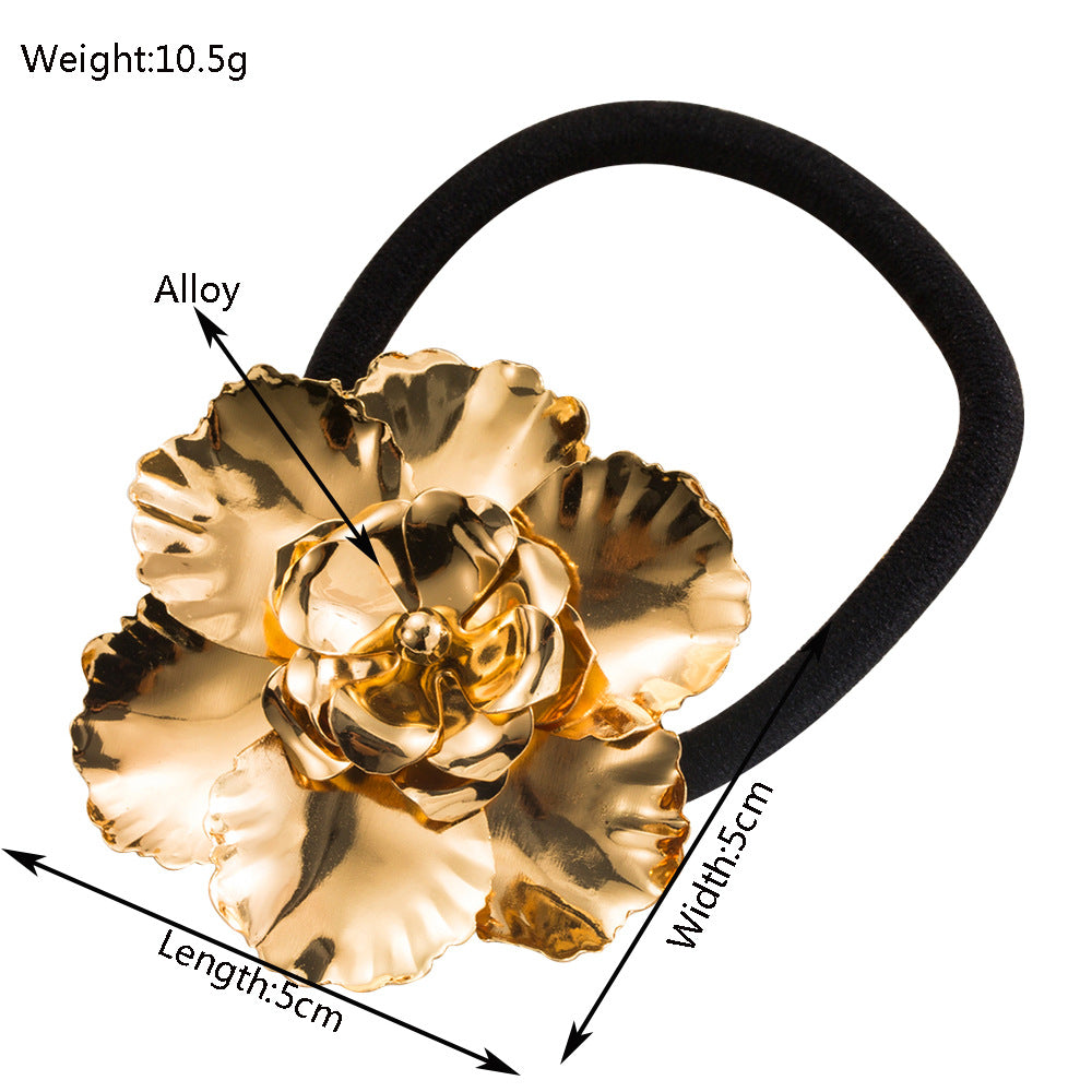 金屬花朵簡約髮圈－銀色-花朵款實拍｜https://igowo.tw/