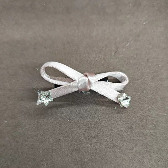 蜜桃陷阱~甜美粉色布藝蝴蝶結發夾精致感側邊夾時尚百搭發卡發飾