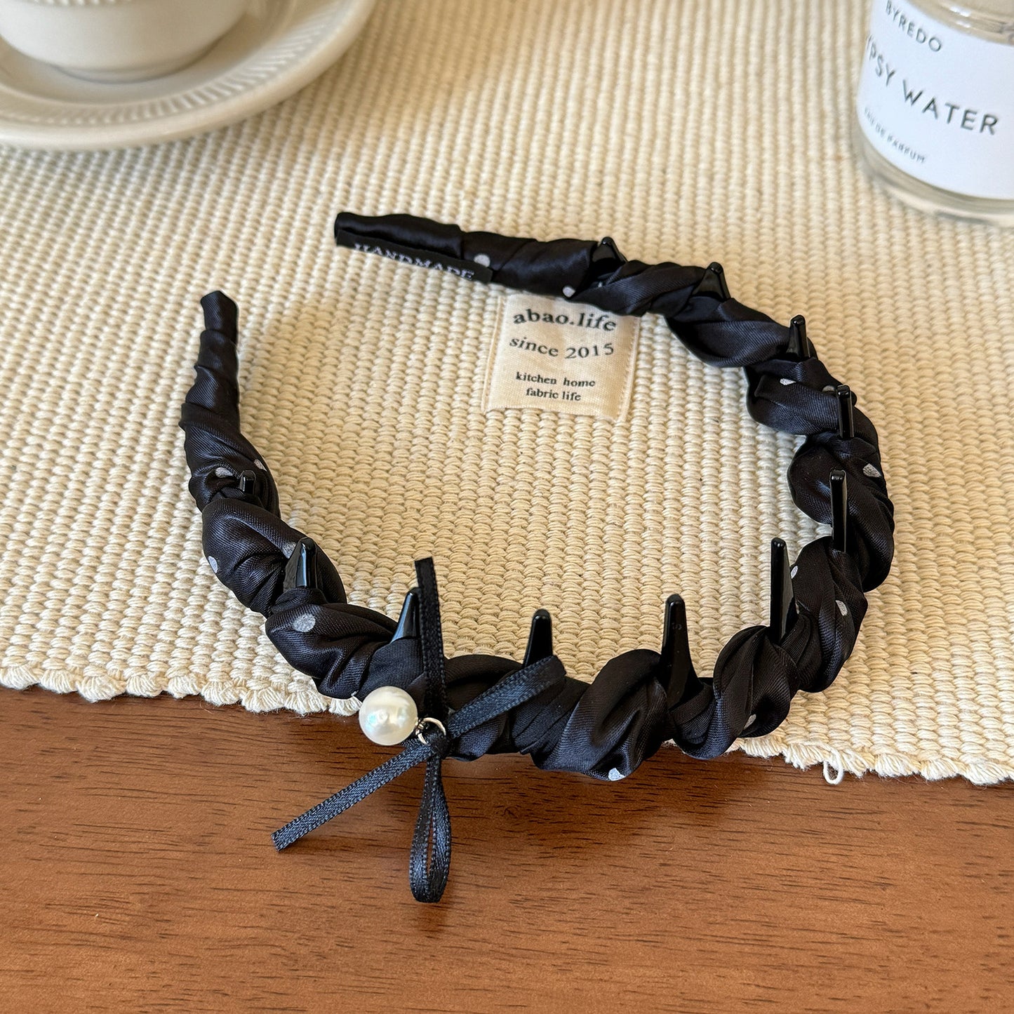 珍珠蝴蝶結纏繞髮箍