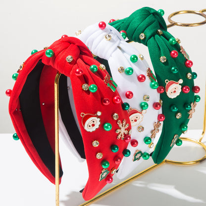珍珠聖誕雪花鑲鑽髮箍－商品主圖｜https://igowo.tw/