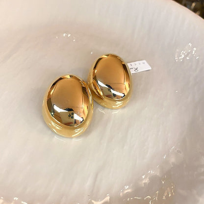 金屬圓形誇張耳環－33#銀針-金色款細節22｜https://igowo.tw/
