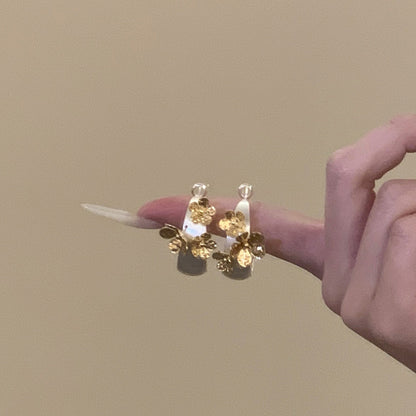 銀針花朵圓圈復古耳環