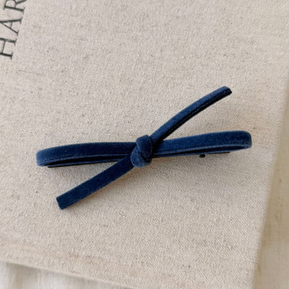 絨面蝴蝶結一字髮夾