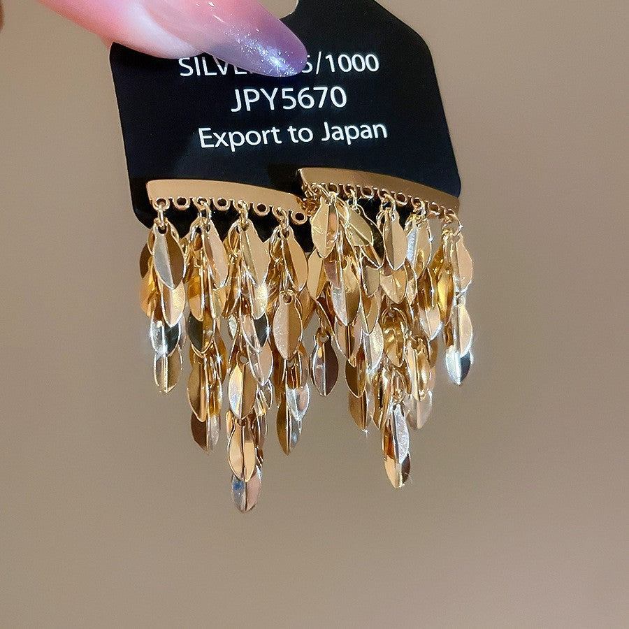銀針法式復古金屬幾何吊墜耳釘輕奢高級感耳環設計感小眾耳飾批發