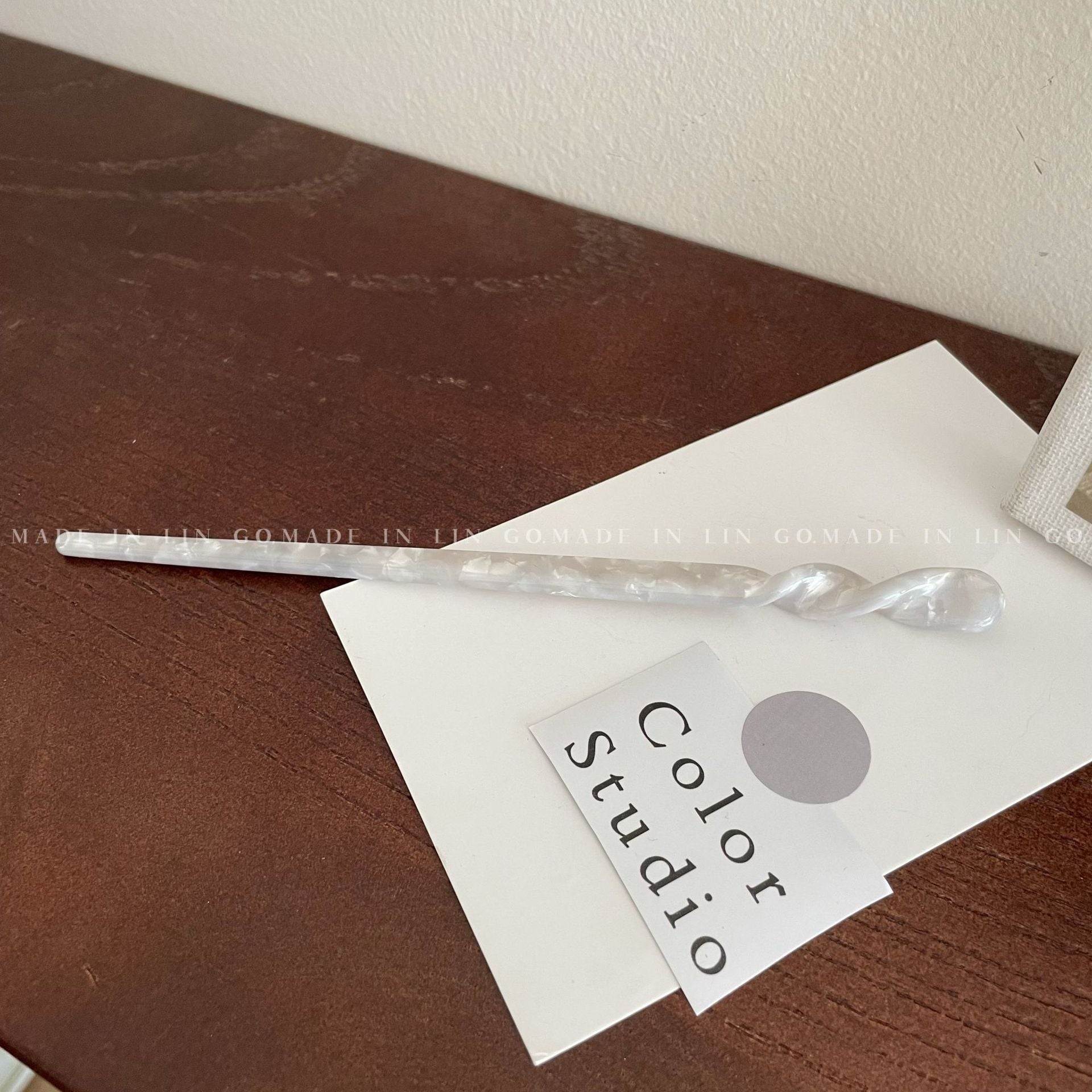 醋酸板材復古簡約髮簪－墨綠黑款細節｜https://igowo.tw/