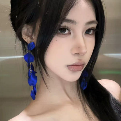 銀針鑲鉆鏤空花朵流蘇耳環女歐美時尚氣質耳釘輕奢高級感耳飾批發