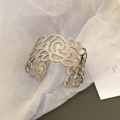 新品重工歐美金屬風手鐲精致輕奢氣質手環寬邊個性高級感手飾批發