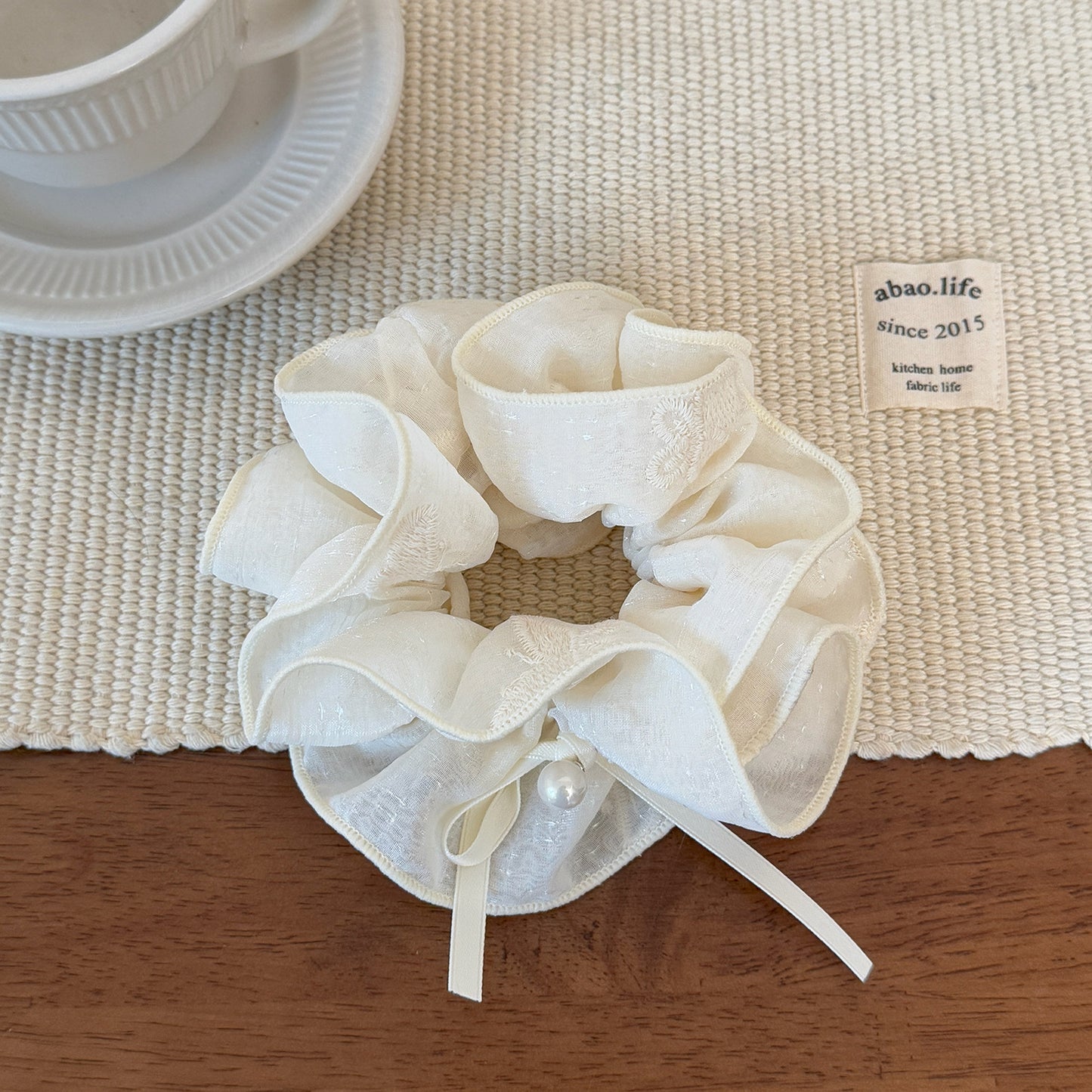 珍珠大腸圈刺繡髮圈