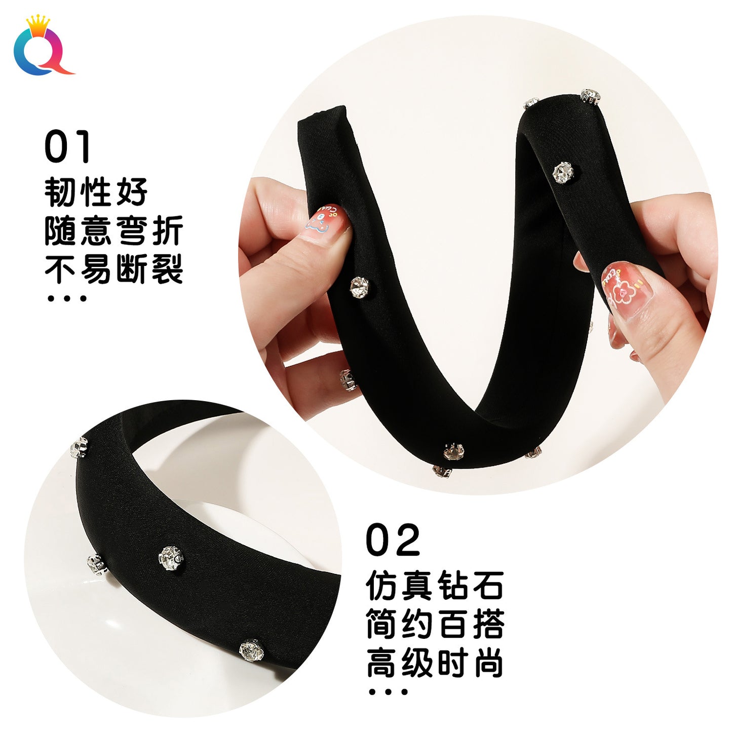 鋯石簡約髮箍－第二視角實拍｜https://igowo.tw/