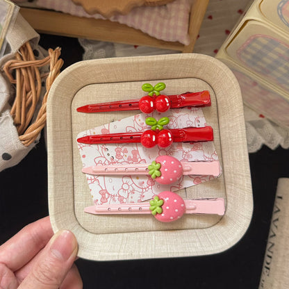 粉色草莓櫻桃髮夾－商品主圖｜https://igowo.tw/