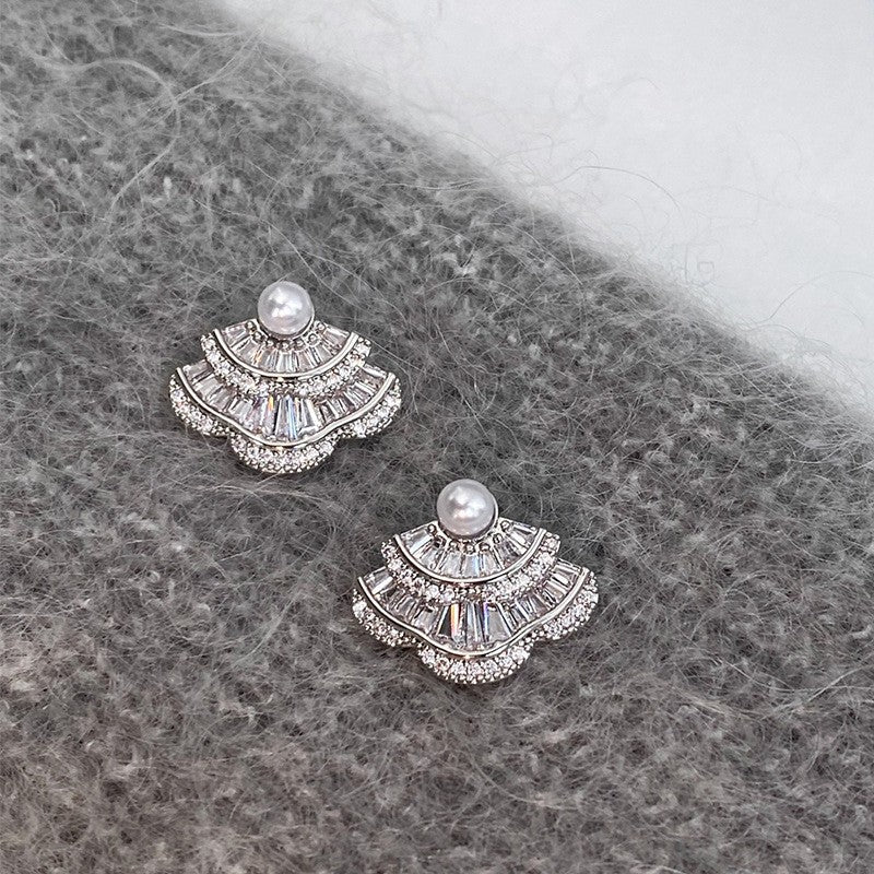 銀針鋯石星星幾何珍珠耳釘冷淡風小眾氣質百搭耳環輕奢高級感耳飾
