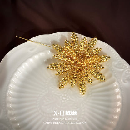 金色麥穗別針電鍍耳環