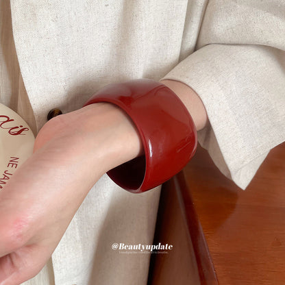 不規則樹脂寬版手鐲時尚歐美百搭簡約手環小眾設計感復古夸張手飾