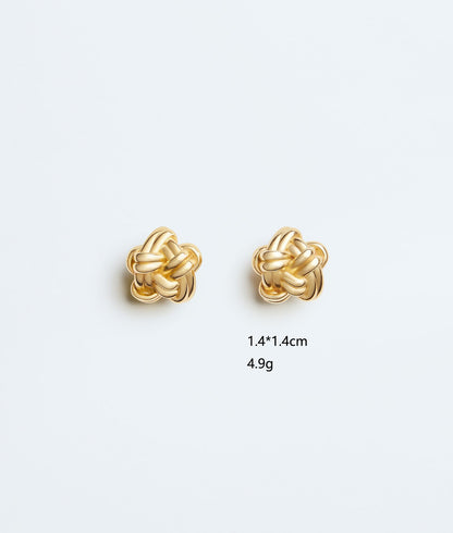 金色扭結立體簡約耳釘