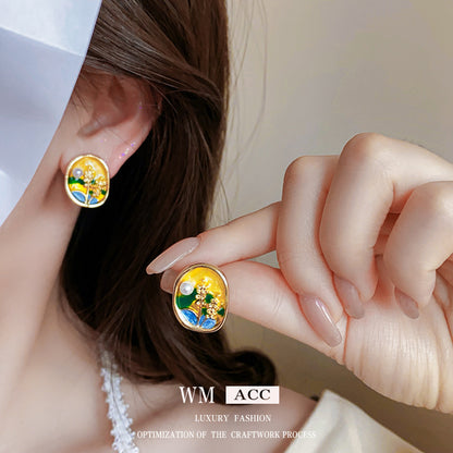 琺瑯復古耳環－細節特寫2｜https://igowo.tw/