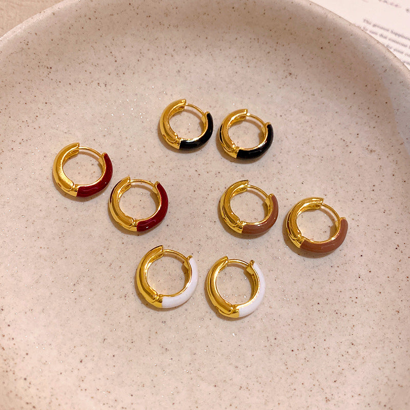 復古港風滴釉圈圈耳環