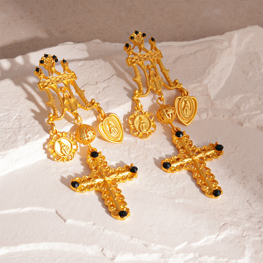 金屬花朵流蘇誇張耳環－細節特寫49｜https://igowo.tw/