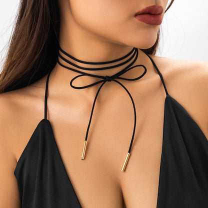 蝴蝶結長版簡約項鍊－商品主圖｜https://igowo.tw/