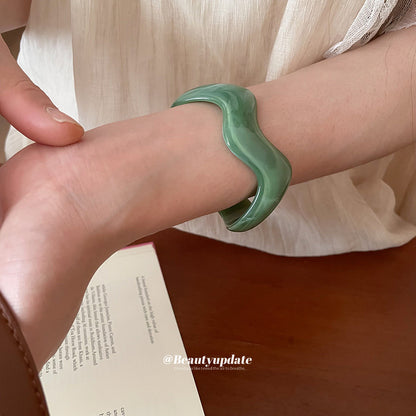 不規則波浪亞克力開口手鐲簡約森系ins手環女小眾高級感手飾批發