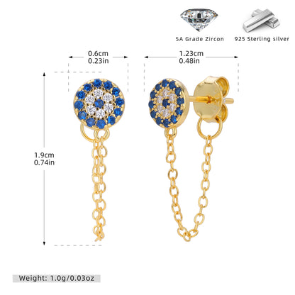 S925 歐美新款耳釘時尚流行惡魔之眼耳飾輕奢小眾設計飾品