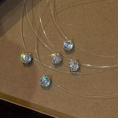 鋯石圓形墜飾簡約項鍊－商品主圖｜https://igowo.tw/