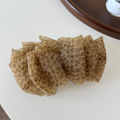 網紗蝴蝶結豹紋髮夾