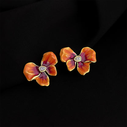 紅色琺瑯復古耳夾－細節特寫7｜https://igowo.tw/