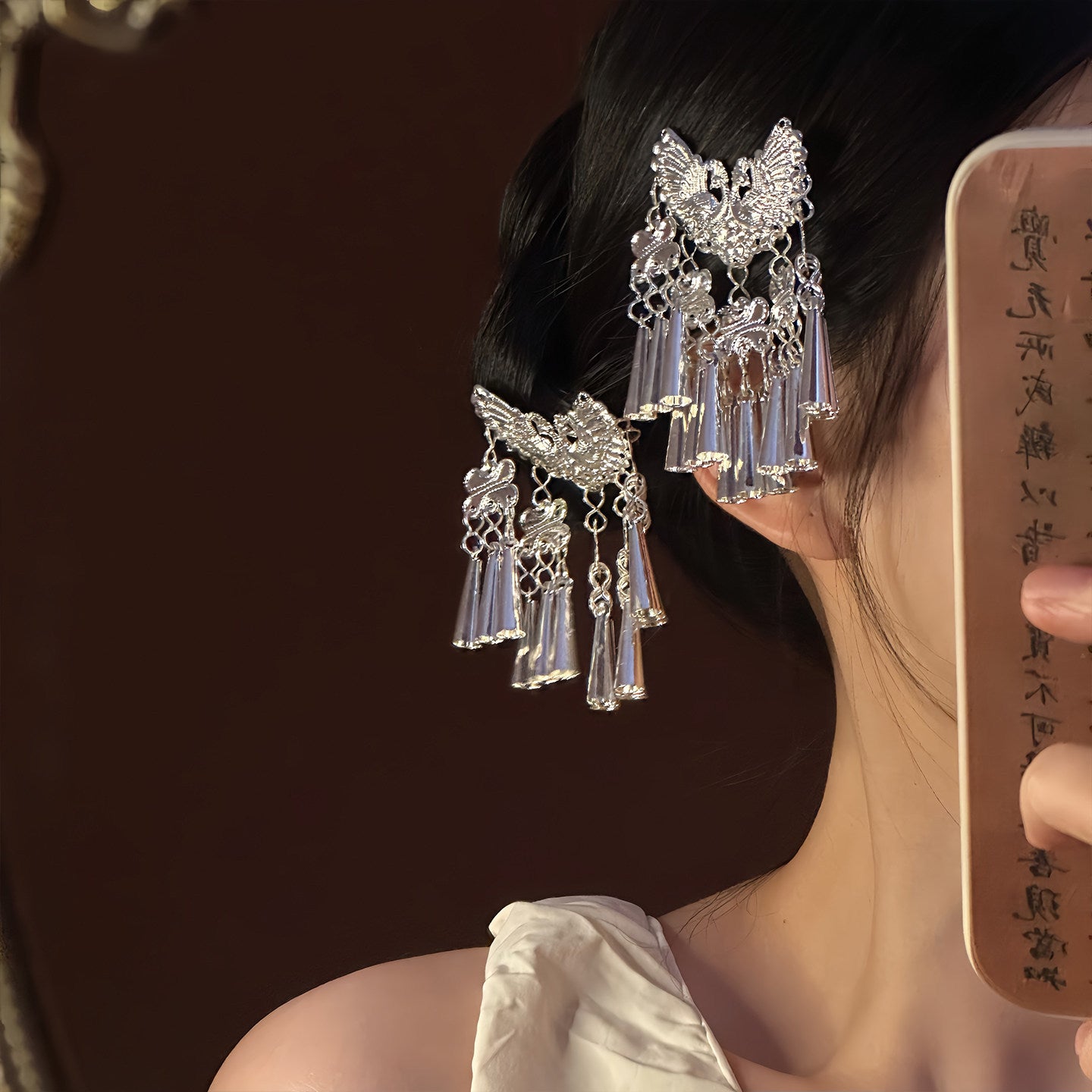 余音裊裊~民族風復古銀色流蘇夾子發夾側邊夾藏族苗疆發飾高級感