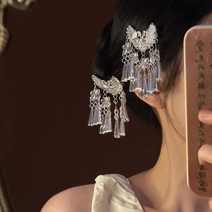 余音裊裊~民族風復古銀色流蘇夾子發夾側邊夾藏族苗疆發飾高級感
