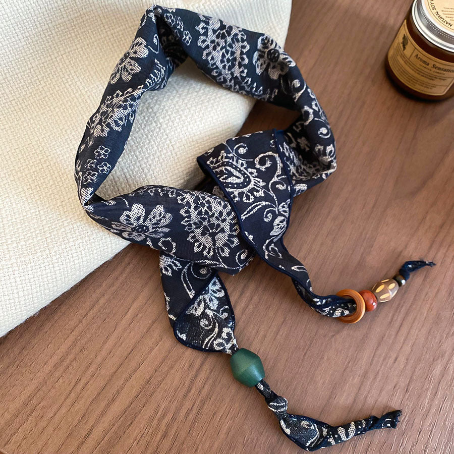 格紋復古簡約項鍊－24#絲巾--粉色-斜紋款細節｜https://igowo.tw/