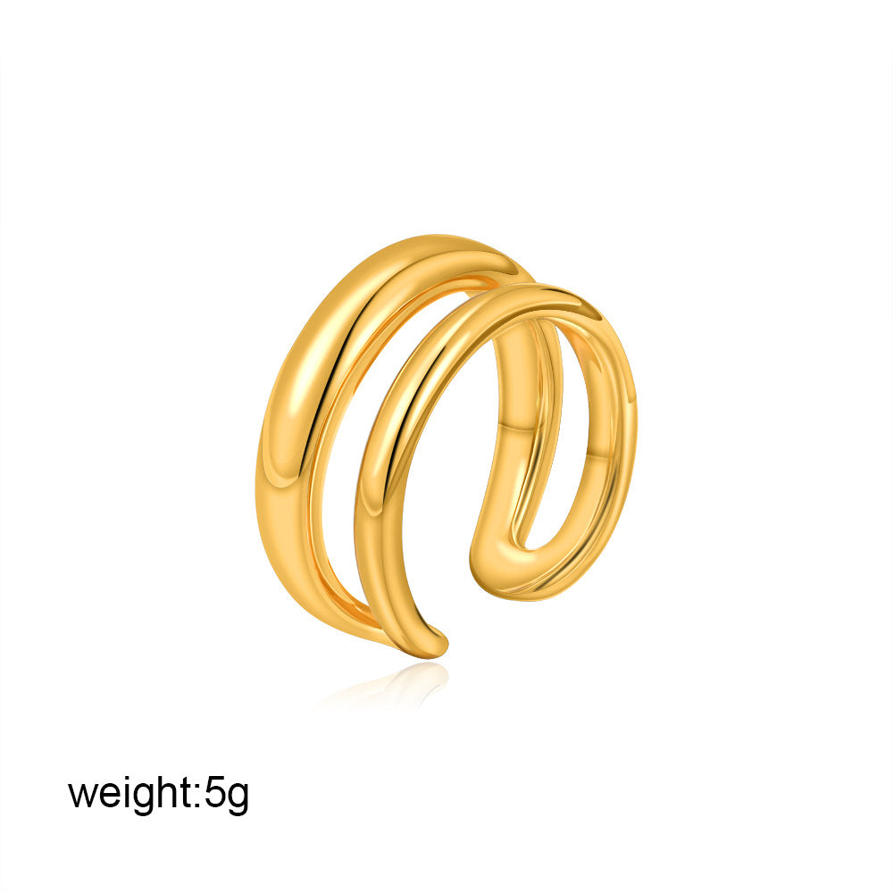 金色鋯石幾何鑲鑽戒指－細節特寫11｜https://igowo.tw/