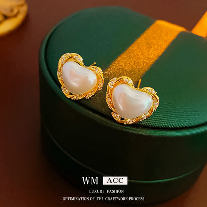 金色珍珠銀針電鍍耳環－細節特寫1｜https://igowo.tw/