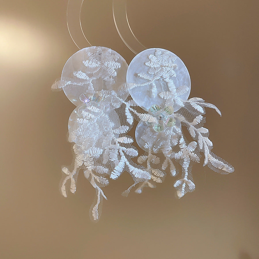 貝殼蝴蝶結流蘇耳環－53#耳鉤-藍色款細節30｜https://igowo.tw/