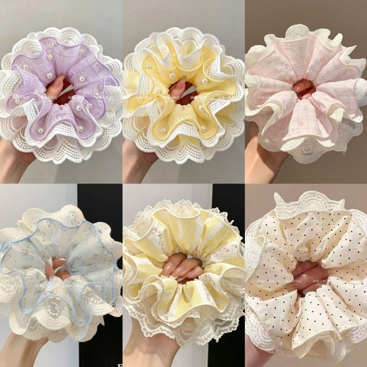 珍珠大腸圈雙層髮圈－商品主圖｜https://igowo.tw/
