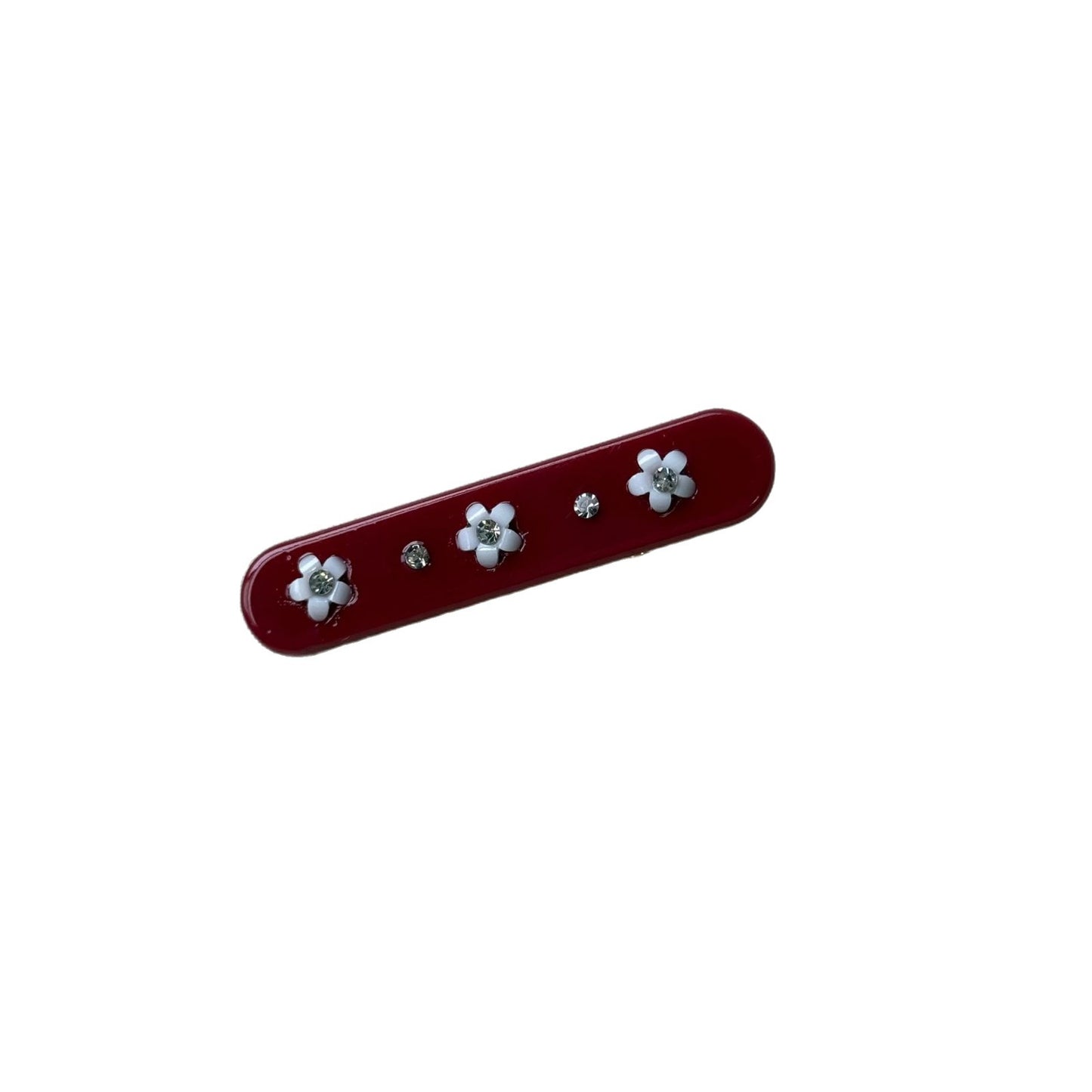 鋯石花朵方形鑲鑽髮夾－淡粉款細節｜https://igowo.tw/