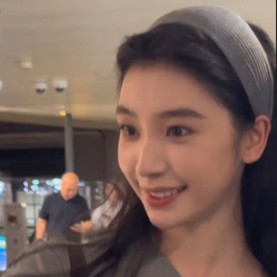 格紋簡約髮箍－黑色款實拍｜https://igowo.tw/