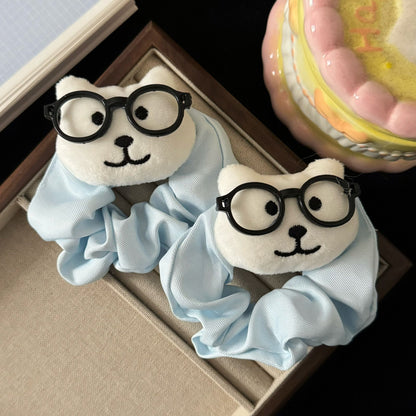 白色絨面小熊髮圈－商品主圖｜https://igowo.tw/