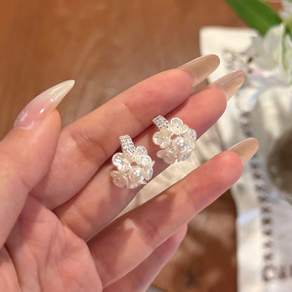珍珠花朵耳環－商品主圖｜https://igowo.tw/