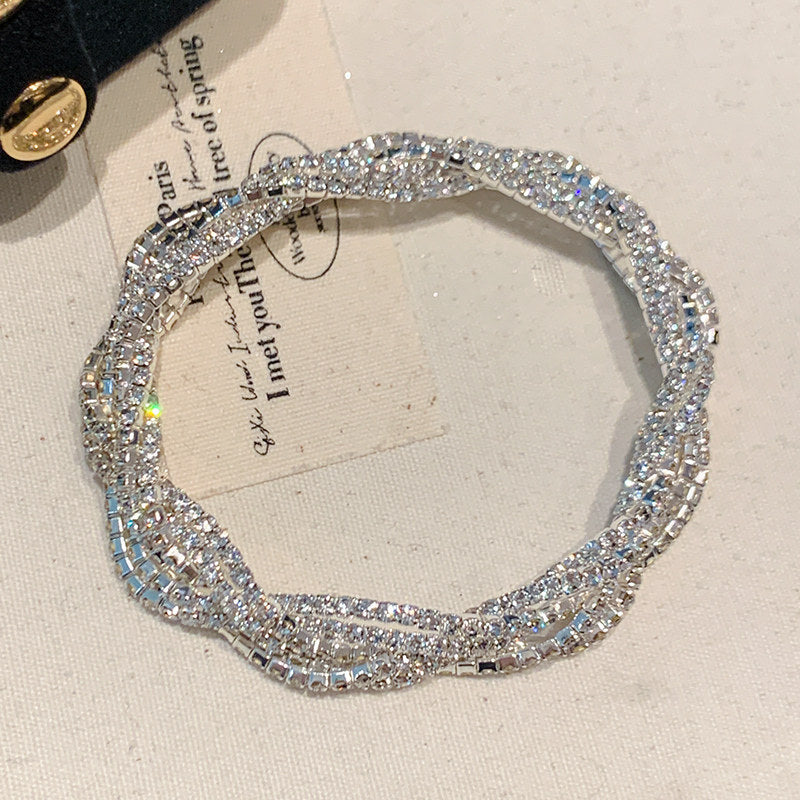 超閃鑲鉆多層纏繞手鏈輕奢小眾精致手環歐美爆款優雅氣質手飾批發