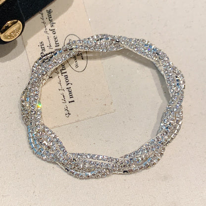超閃鑲鉆多層纏繞手鏈輕奢小眾精致手環歐美爆款優雅氣質手飾批發