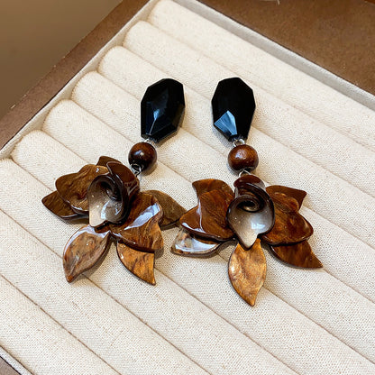 琺瑯銀針花朵簡約耳釘－6#銀針-紅色款細節5｜https://igowo.tw/