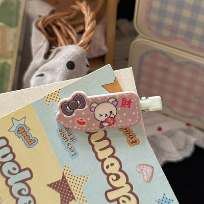 棕色小熊領結髮夾